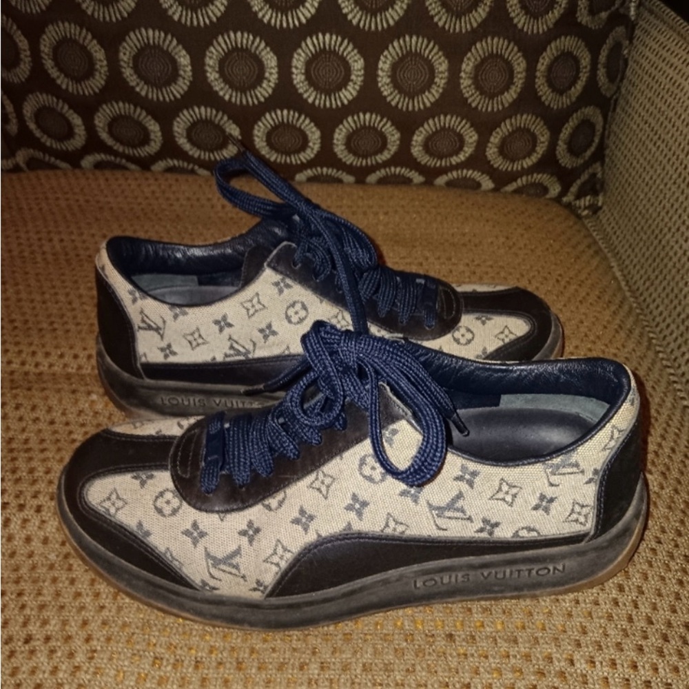Louis Vuitton Monogram Sneakers - Navy and Beige - Picture 2 of 5